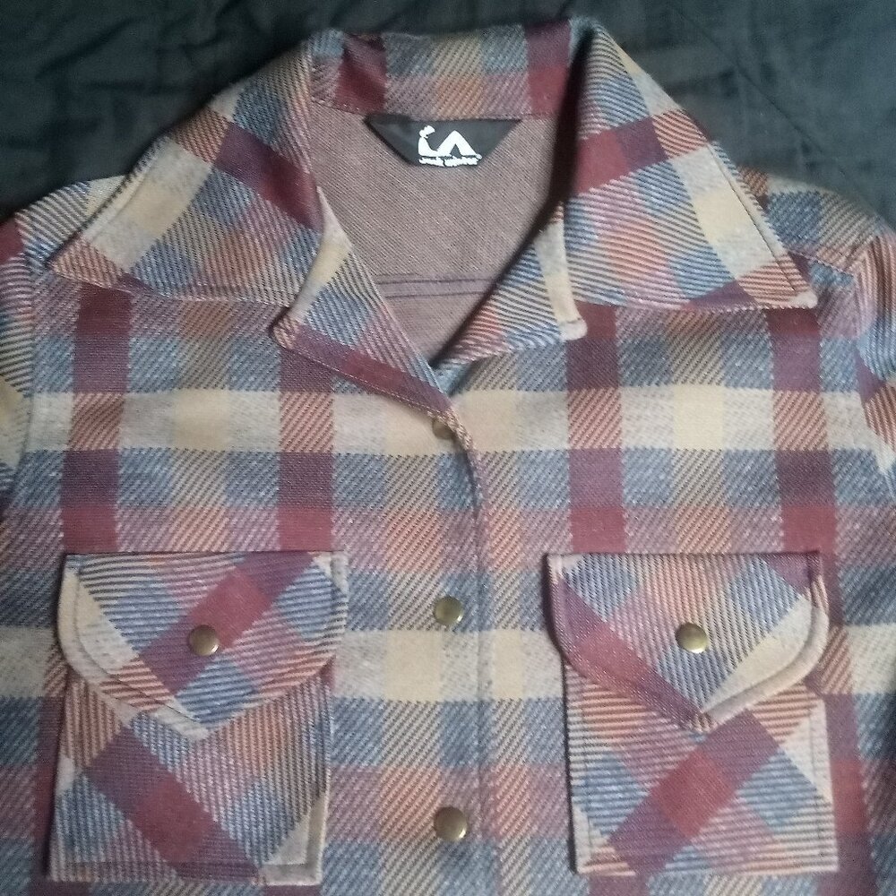 Vintage Jack Winter Plaid Polyester Snap Button Shirt